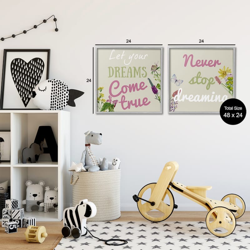 Stupell Motivational Dream Sentiments Framed Giclee Art Design By Kim Allen (Set of 2)