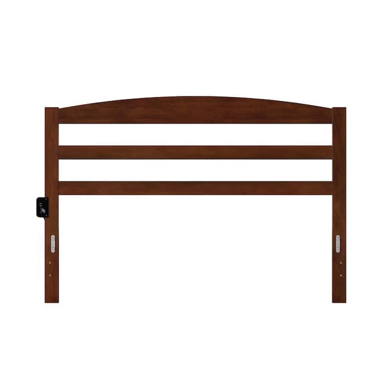 Walnut Horizontal Slat Queen Headboard with Warm Wood Finish and Traditional Sleek Design