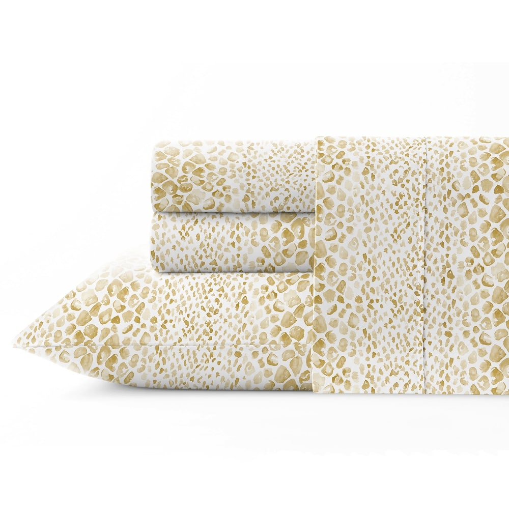 Pointehaven Crisp Percale Printed Long Staple Combed Cotton Sheet Set