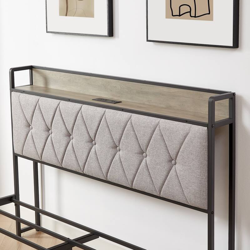 Full and Queen Size Bed Frame with Charging Station and Storage.