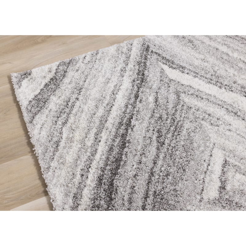 Soft Collection - Grey Textured Diamonds Rug - 5'3" x 7'7"