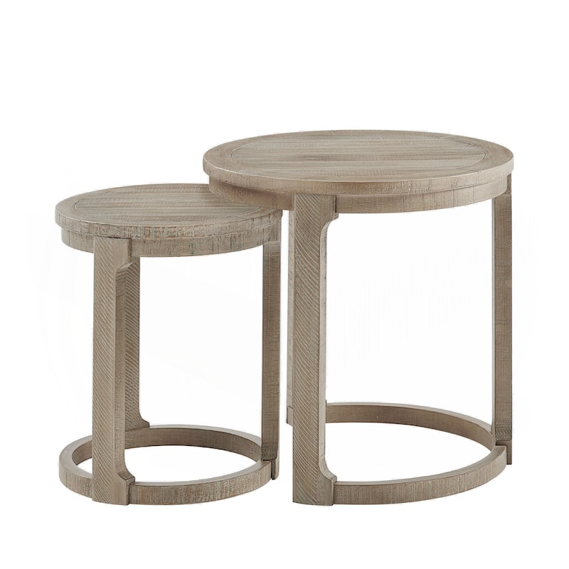 24 inch 2PCS Curved Traditional Round Circle Wooden Coffee Table Set