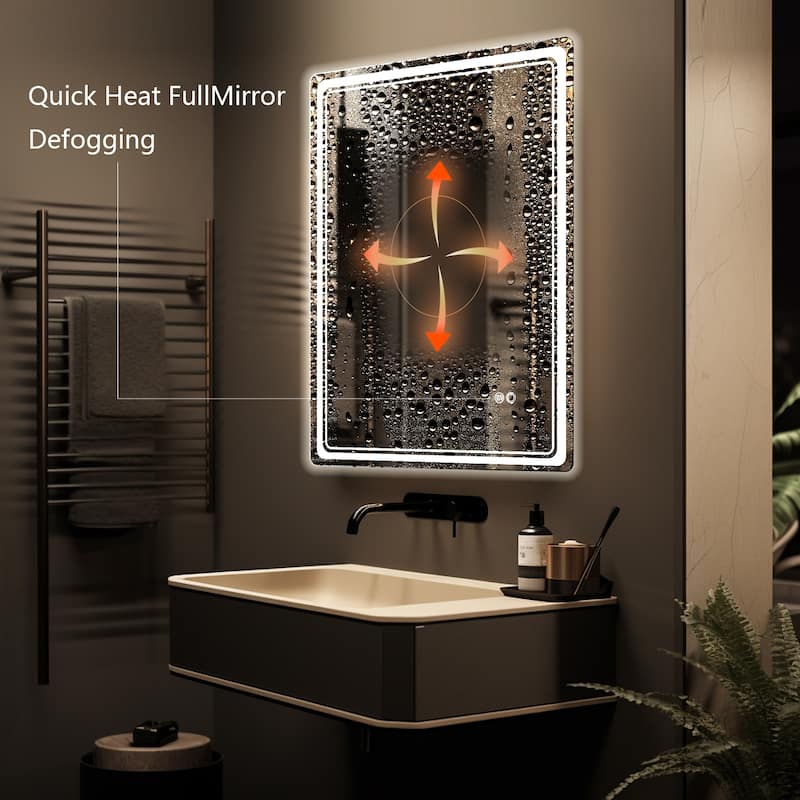 Wallbeyond 3-Tone Modern Style Frameless Rectangular LED Wall Mirror