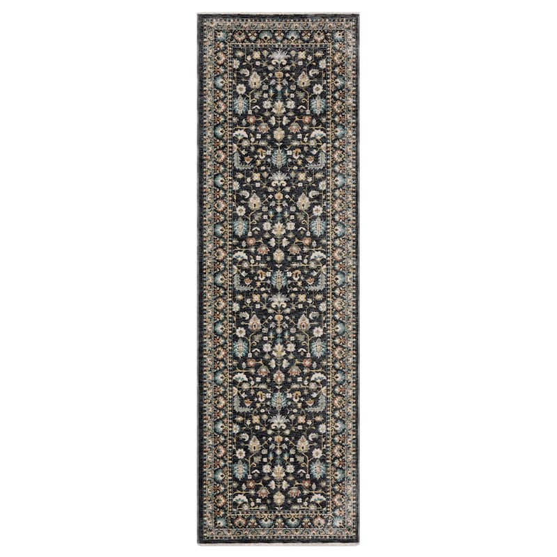 Esme Traditional Floral Border Area Rug - 2' 3" x 7' 6" - Blue/ Multi - Runner