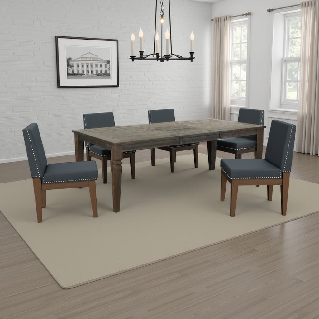 Flint Dining Table, 66-90 Inch Rectangular Extendable Brown Solid Wood