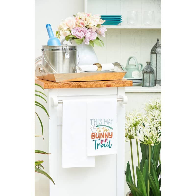 "This Way to the Bunny Trail" Easter Rabbit Spring Theme Kitchen Dishtowel