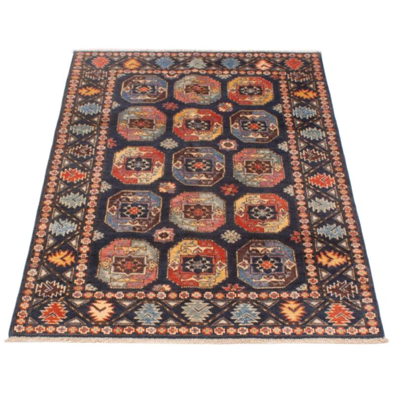 ECARPETGALLERY Hand-knotted Uzbek Ghazni Navy Wool Rug - 3'10 x 5'10
