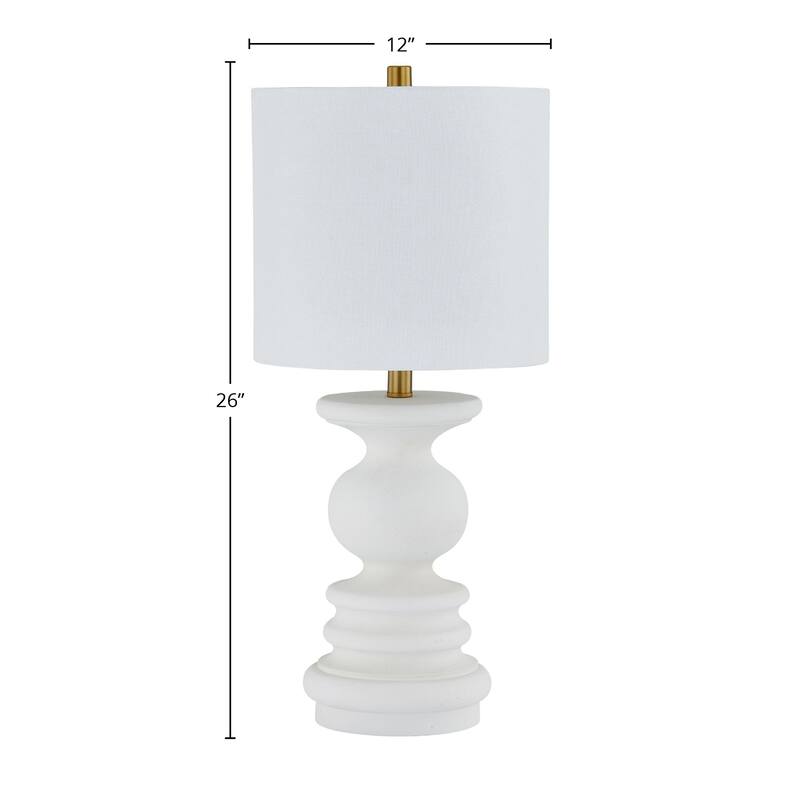 Raven 26" Table Lamp with Linen Shade, White (Set of 2)
