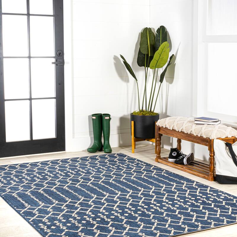 JONATHAN Y Trebol Moroccan Geometric Textured Weave Indoor/Outdoor Area Rug