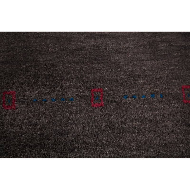 Tribal Charcoal Gabbeh Oriental Rug Handmade Wool Carpet - 4'8"x 6'7"