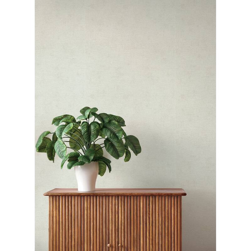 A-Street Prints Cullen White Faux Linen Wallpaper
