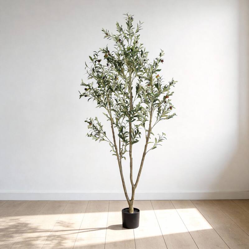 6" Artificial Olive Tree in Plastic Black Pot, 1pc/set