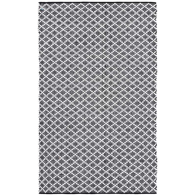 SAFAVIEH Handmade Montauk Amedea Contemporary Cotton Rug - 5' x 8' - Black/Ivory