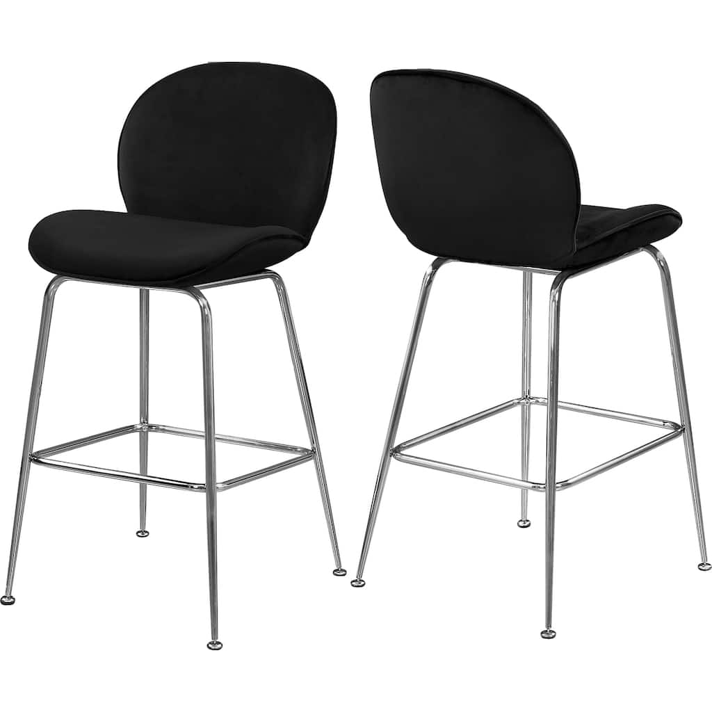 32.5 in.H Clear Finish Low Back Metal Frame Barstool Polyester Seat Set of 1 - 34