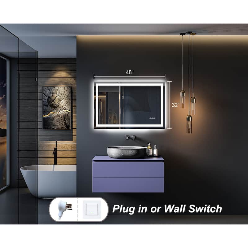 KIOTEE Super Bright Anti-fog LED Bathroom Mirror with Backlit and Front Lighting 3-Year Warranty