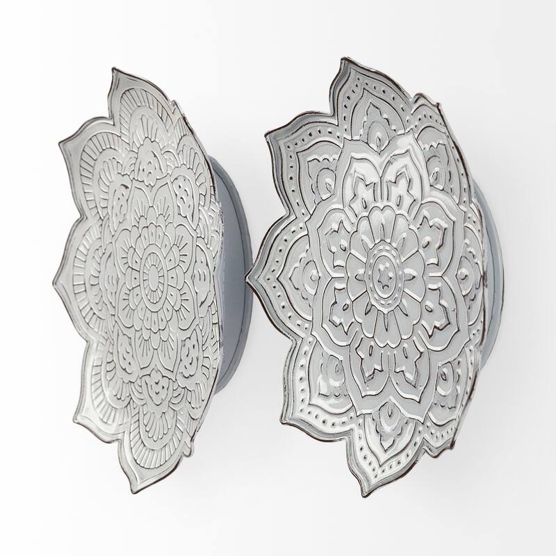 Miranda Stamped Metal Lotus Flower Wall Decor (Set of 2) - Small