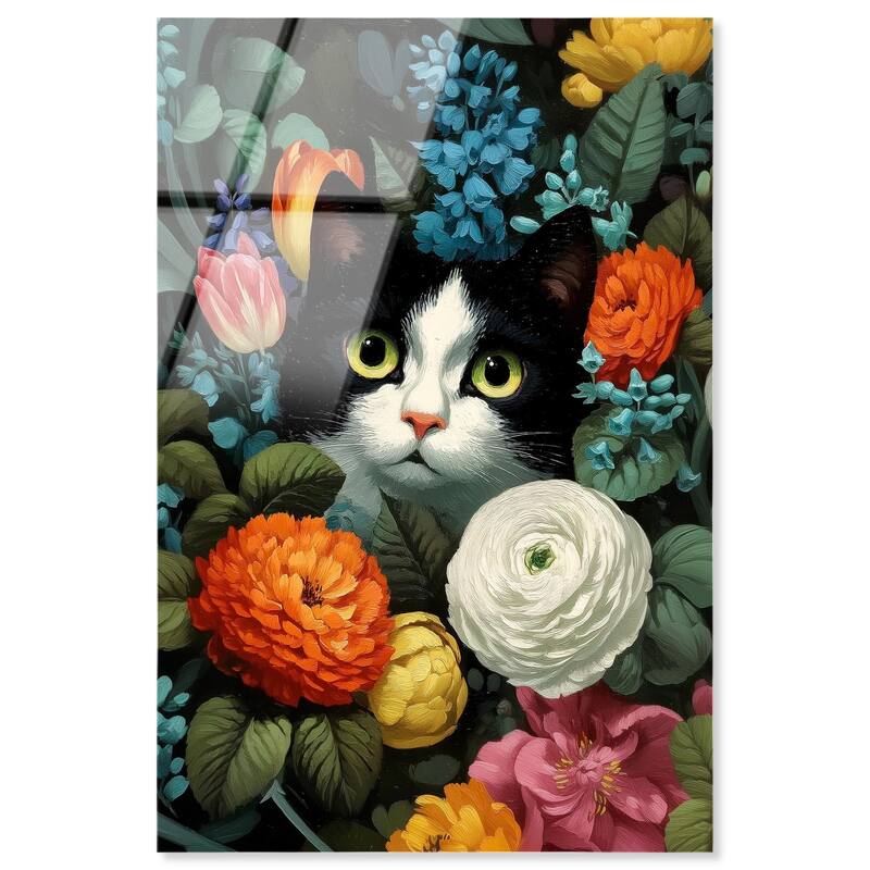Secret Garden Cat Acrylic by Art Remedy, Ready to Hang - 20" x 30"