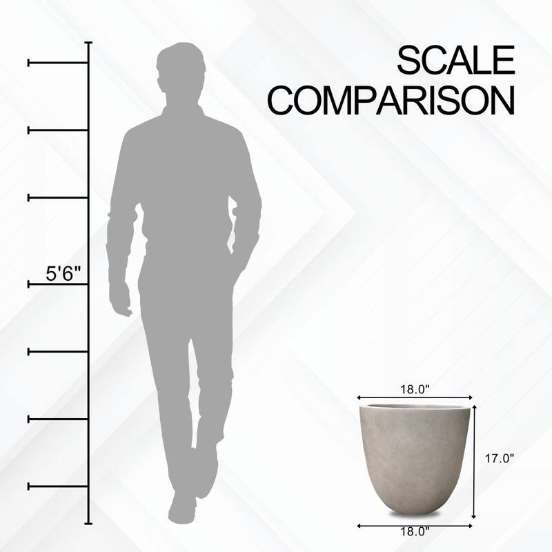 Small 13.4 in. Tall, Lightweight Concrete Indoor/Outdoor Round Planter