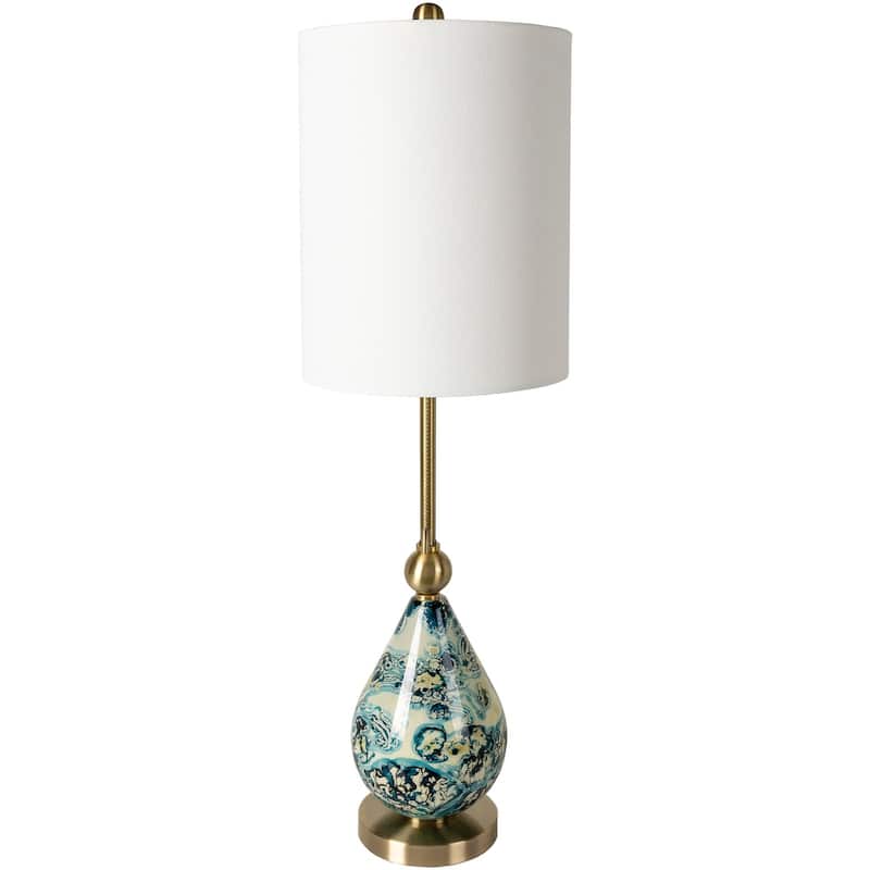 Livabliss Lan Traditional Painted Glass Table Lamp - 33"H x 10"W x 10"D