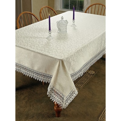 Violet Linen Flower Bow Vintage Lace Pattern Tablecloths