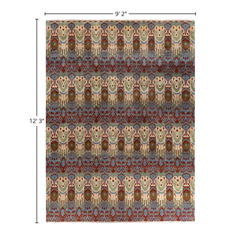 Ikat One-of-a-Kind Hand-Knotted Area Rug - Gray, 9' 2" x 12' 3" - 9' 2" x 12' 3"