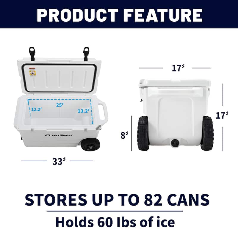 EchoSmile 60 qt. Rotomolded Cooler in White