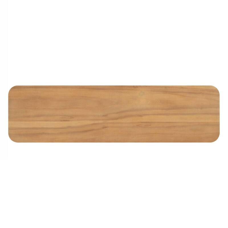 Elegant Minimalist Console Table with Curved Corners,Natural Wood Veneer,U-Base Design for Easy Placement