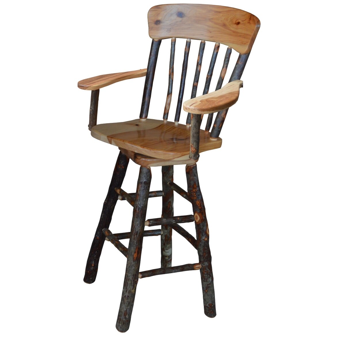 Wooden swivel bar stools outlet with backs and arms
