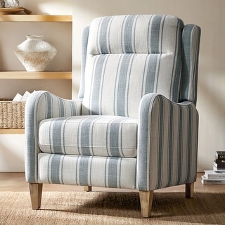 HULALA HOME Guillermo Farmhouse Rounded Arm Pushback Recliner with Solid Wood Legs