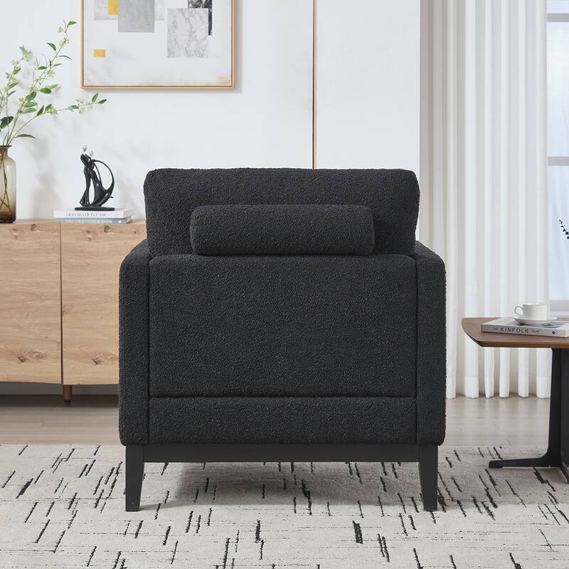 Wood Base Arm Chair with Two Pillows