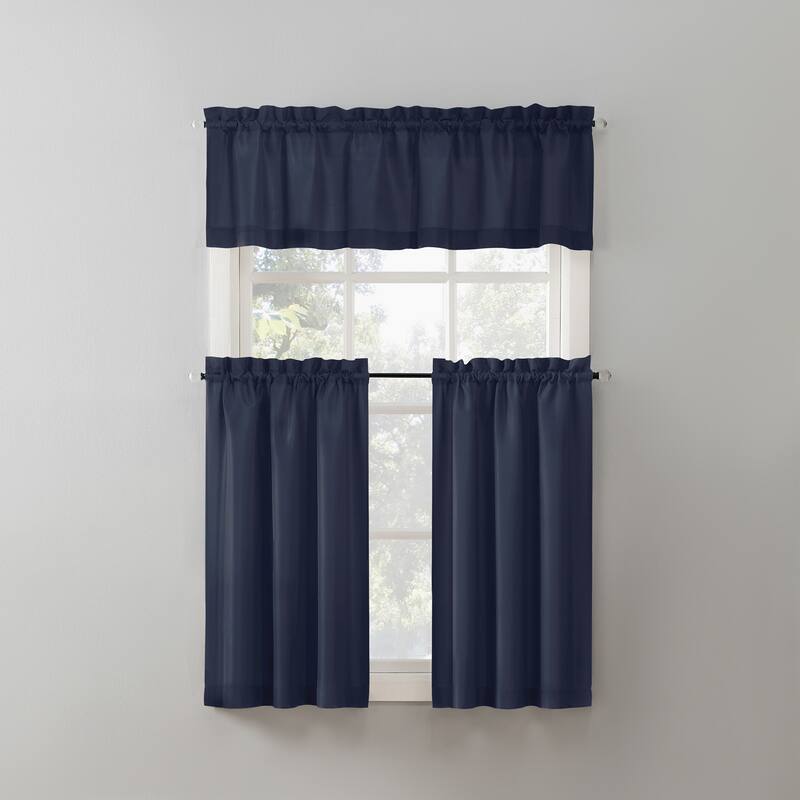 No. 918 Martine Microfiber Semi-Sheer Rod Pocket Kitchen Curtain Valance and Tiers Set