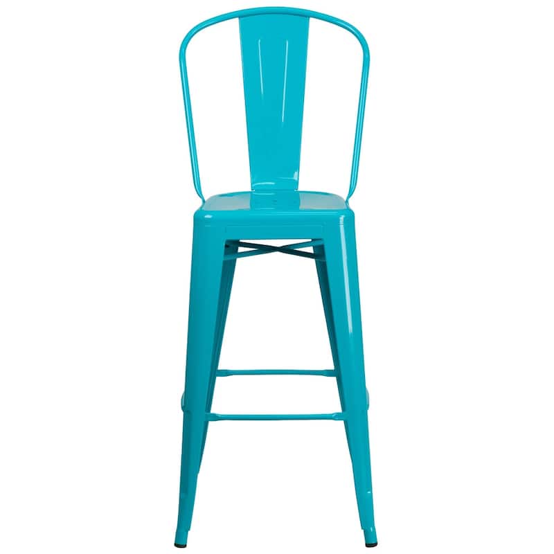 4 Pack 30" High Metal Indoor-Outdoor Barstool with Back - Kitchen Furniture