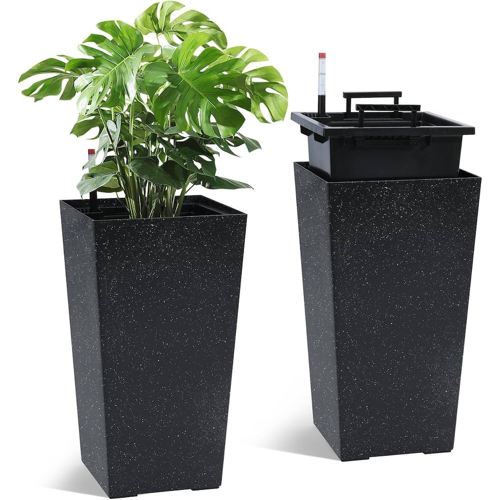 2PCS Garden Decor 21.7" Tall Indoor Outdoor Planters with Water Level Monitor