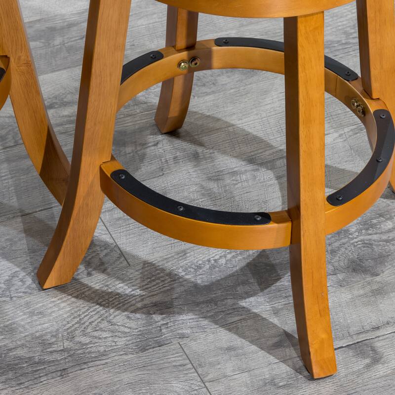 Bar Height Slat Back Swivel Stool,Fabric Seat