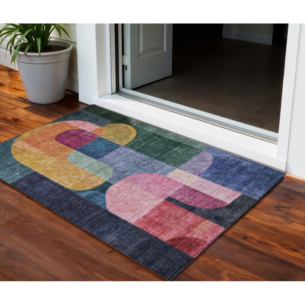 HomeRoots Abstract Transitional Rectangle Outdoor Rug