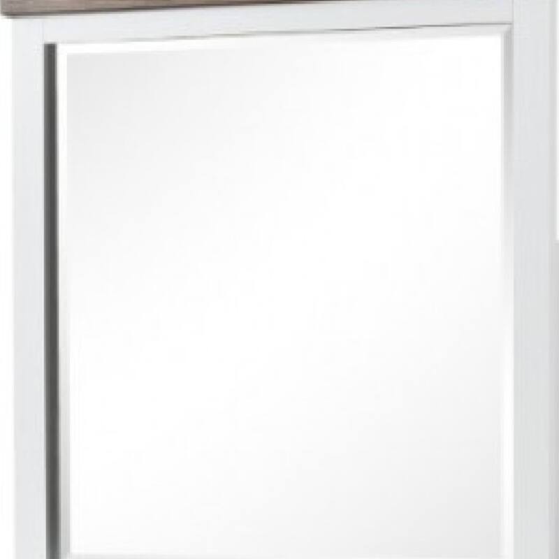 Tela Dresser Mirror, White Pinewood Frame, Dark Brown Top, 36 Inch - White, Dark Brown