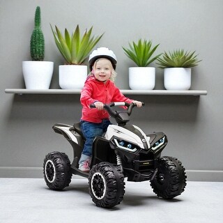 12V Kids Electric ATV Quad Ride-On with Music, Headlights, AUX & USB, Forward/Reverse, Steel Frame, for Ages 3-5