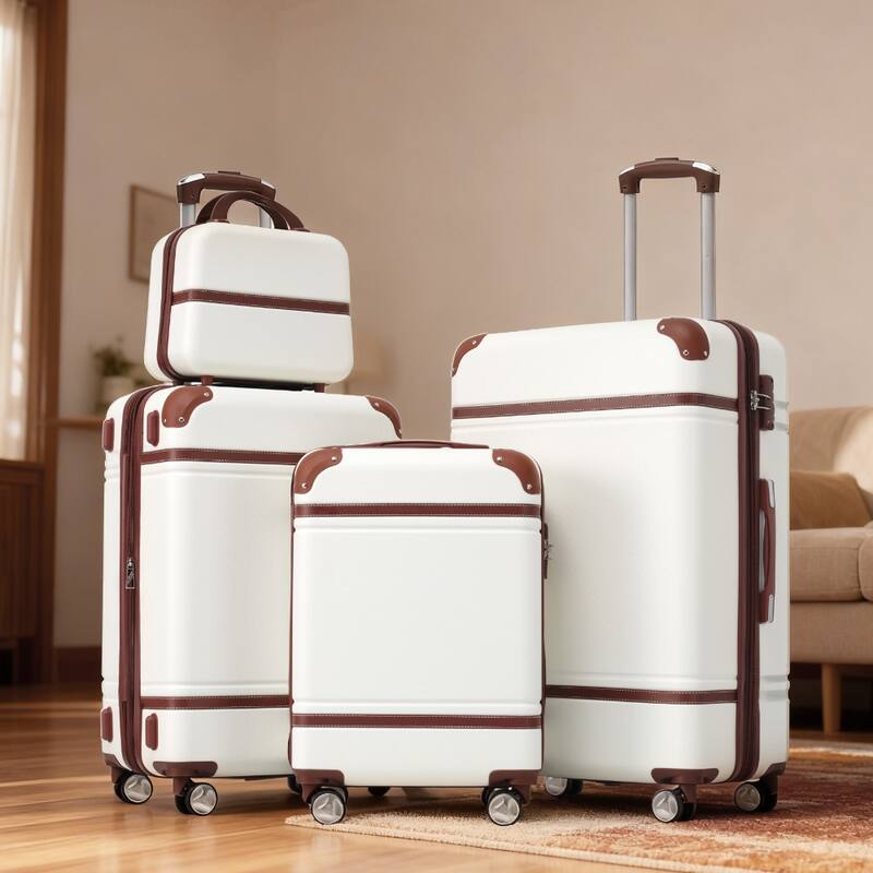 Hardshell Luggage Sets 4 Pieces 20"+24"+28" Luggages and Cosmetic Case Spinner Suitcase with TSA Lock Lightweight