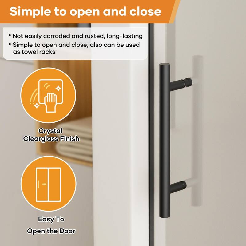 56"-60" W x 76" H Single Sliding Frameless Shower Door 8mm Thickened Upgrade Tempered Glass Stainless Steel Hardware