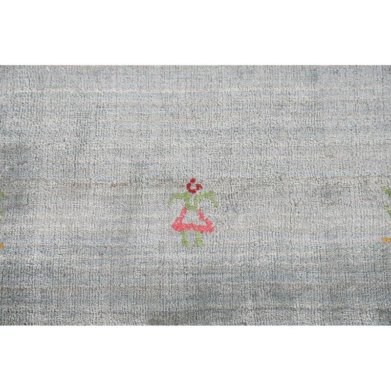 Indian Gabbeh Area Rug Handmade Wool Carpet - 8'1"x 9'9"