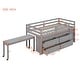 preview thumbnail 33 of 34, Solid Wood Loft Bed with Retractable Writing Desk and Side Movable Desk, 4 Drawers, Open Shelves