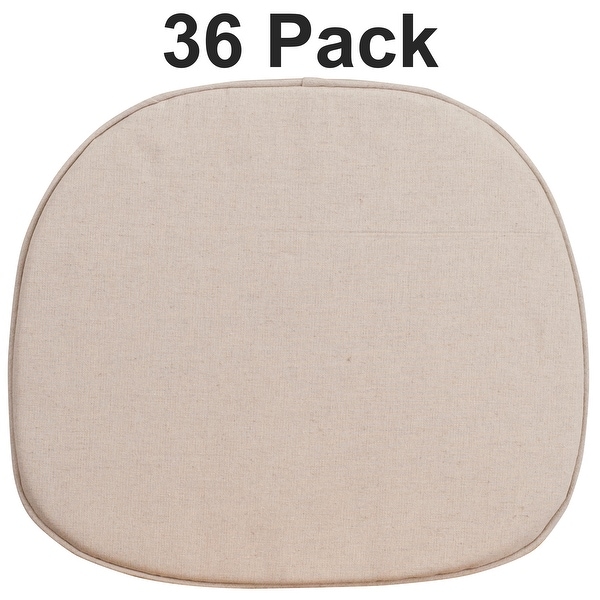 36 Pack Natural Thin Chair Cushion with Tieback Straps and