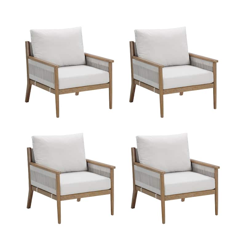 Kayden Bohemian Wooden Upholstered Armchair with Removable Cushion Covers and Solid Acacia Wood Frame
