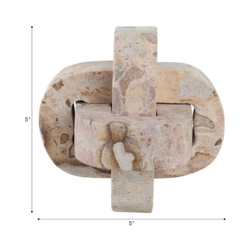 Stone Marble Decorative Object Interlocking Sculptural Form Accent