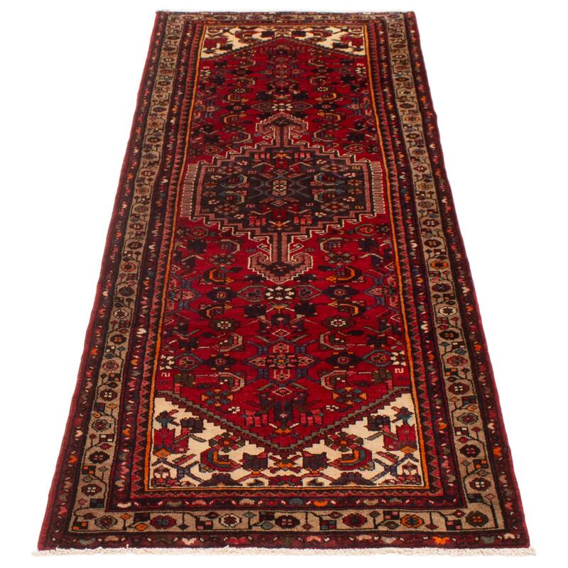 ECARPETGALLERY Hand-knotted Andelz Red Wool Rug - 3'8 x 10'2