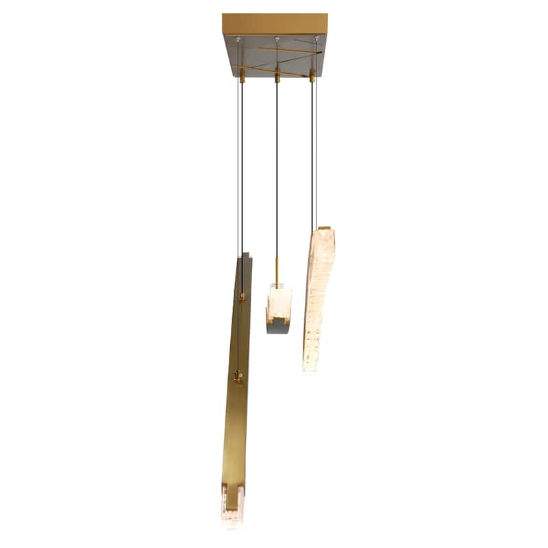 Saber Integrated LED 50in Brass Chandelier with Handcrafted Glass