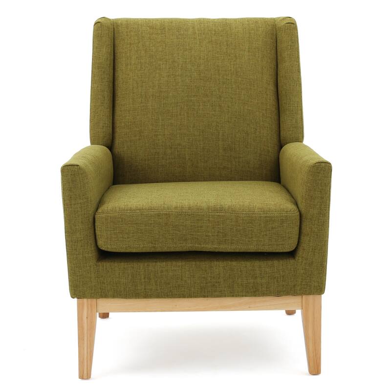 Green Modern 27.5" Upholstered Accent Chair with Wide Cushion and Wood Legs for Living Room