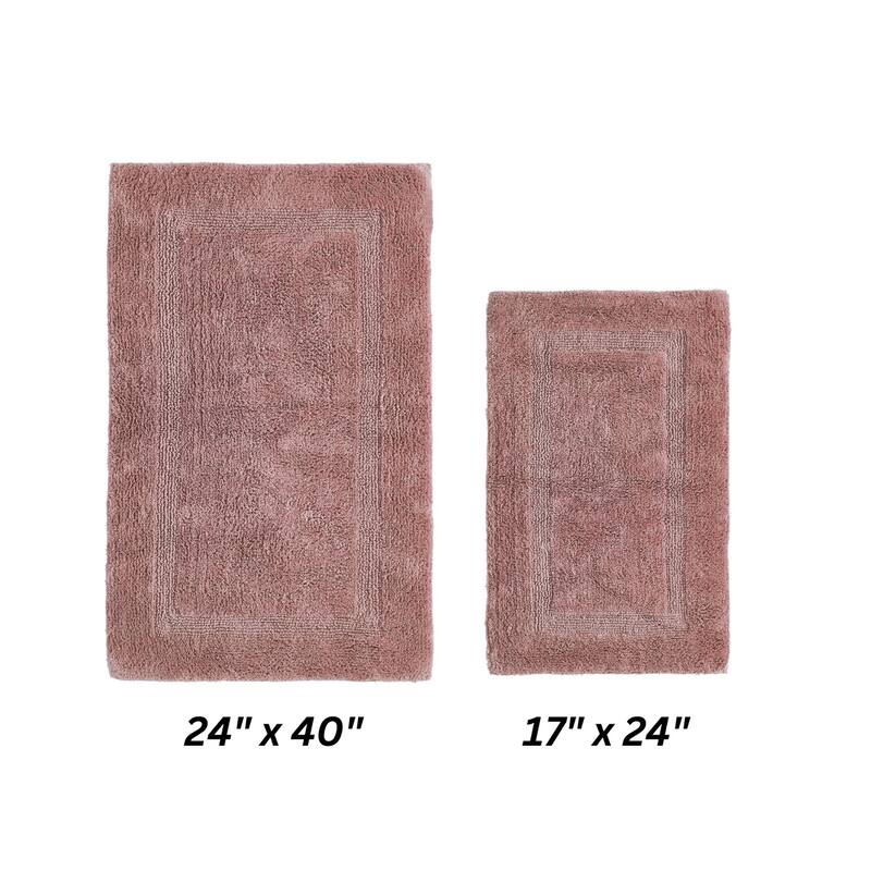 Better Trends Bath Rugs Set 100% Cotton Reversible Water Absorbent Bathroom Rug for Shower, Sink, Bath Mats - Lux Collection