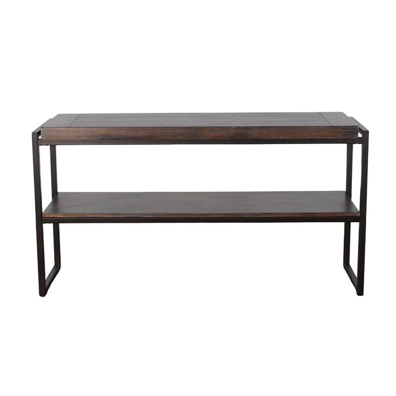 Lery Sofa Table, Dark Brown Wood, Black Metal, Bottom Shelf, 51 Inch