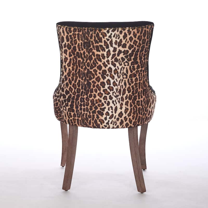 Dining Chair Thickened Fabric Chairs with Neutrally Toned Solid Wood Legs,Set of 2